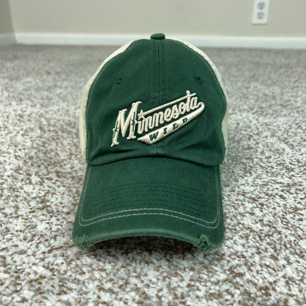 Minnesota Wild Hat Mens One Size Green NHL Hockey Sport Cap Casual Logo Old Time